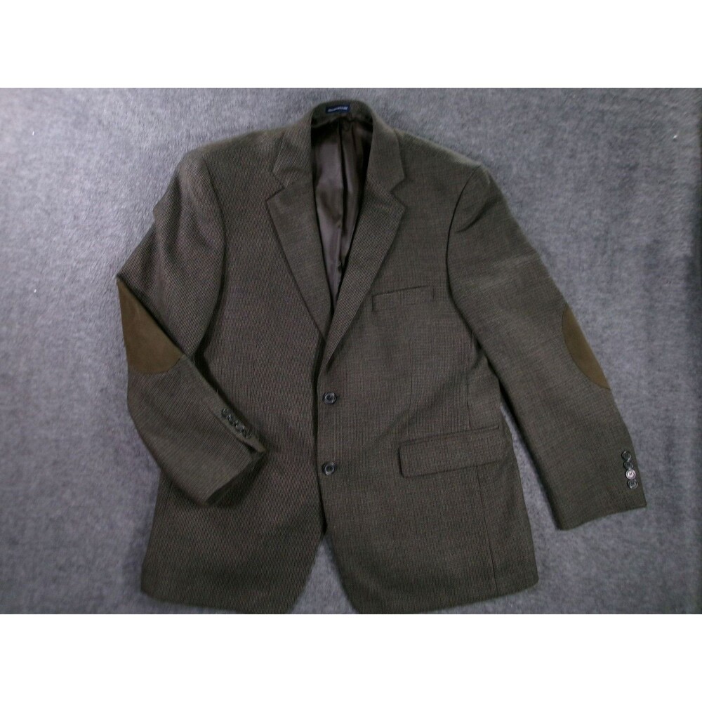 Stafford Sport Coat Mens 44R Classic Fit Brown Wool Elbow Patch Two Button